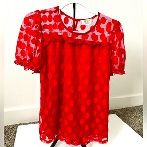 Red Polka Dot Sheer Top
